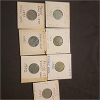 6 Indian  head pennies and one 1909 Lincoln look