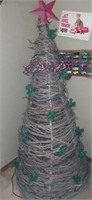 6 ft indoor wicker Christmas tree with lights
