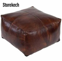 Leather Pouffe - Brown, Square $140
