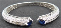Sterling Silver and Cubic zirconia hinged bracelet