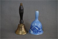 Vintage Brass School Bell and Currier & Ives Bell