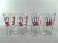 Set of 4 American Flag Glasses