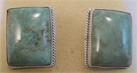 Navajo Turquoise & SS Earrings - Hallmarked