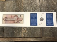 1996 CANADA'S UNCIRCULATED $2 COIN & BANK NOTE SET