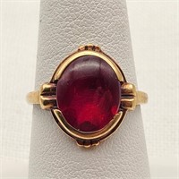 10K Gold Ring Ruby Cabochon