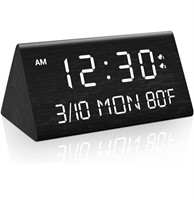 ($39) Kogonee Wooden Digital Alarm Clock, 0-100%