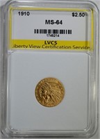 1910 $2.50 GOLD INDIAN, LVCS CH/GEM BU