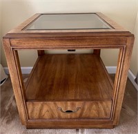 Drexel Glass Top Side Table