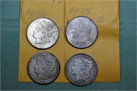 4 1921 US Morgan silver dollars