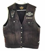 (3) Harley Davidson Men’s Leather & Denim Vests