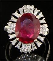 14kt Gold 7.96 ct Oval Ruby & Diamond Ring