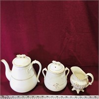 Ceramic Teapot, Sugar Dish & Creamer Set (Vintage)