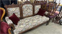 Victorian Eastlake Settee with flowered