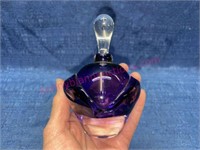 Beautiful signed purple glass perfume bottle