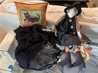 Halloween Ast Lot - Witch, 2 black crows, pillow &