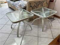 Pair of glass top patio table
