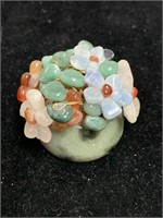 NATURAL STONE FLOWER PAPER WEIGHT - 1.5 X 2 “