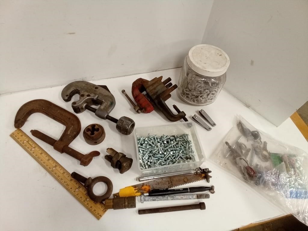 Clamps, Tray Of Screws, Bag of Keys & Misc