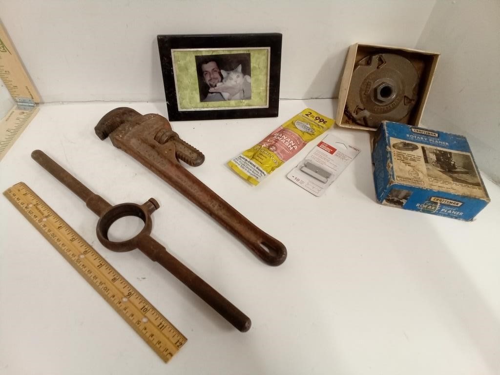 Adjustable Wrench, Rotary Planer in Box,  Razor