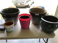 Group of plastic flower pots