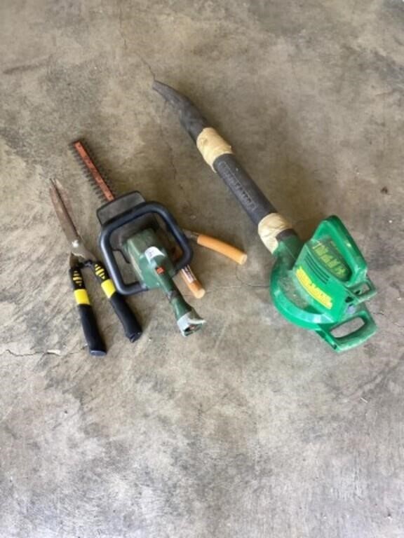 Electric trimmer, electric leaf blower (both