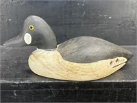 SIGNED PAINTED DUCK DECOY WITH GLASS EYES