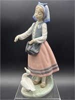 LLADRO 10 IN FIGURINE, GIRL WITH GOOSE