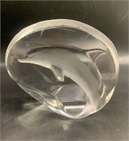 Mats Jonasson Sweden Dolphin Glass Sculpture