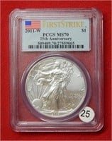 2011 W American Eagle PCGS MS70 1 Ounce Silver