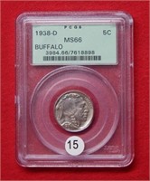 1938 D Buffalo Nickel PCGS MS66