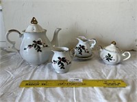 Vintage Lefton China Christmas Tea Set with Teapot