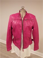 Danier Pink Leather Coat Size XL