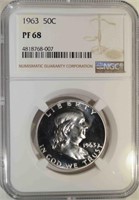 1963 FRANKLIN HALF DOLLAR, NGC PF-68