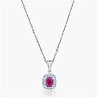 14K WHITE GOLD 1.50CT RUBY 0.26CT DIAMOND PENDANT