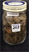 Jar of Approx. 540 Wheat Pennies