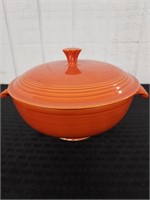 FIESTA covered casserole red orange dish 10"
