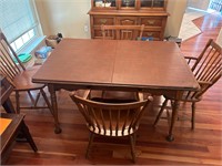 Vintage Oak Dining Table: (4)Chairs, (2) leaves, T