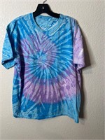Y2K Tie Dye Swirl Blue Purple Shirt