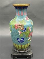 Vintage Asian Green Cloisonné Vase