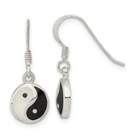 Sterling Silver MOP/Black Resin Yin Yang Earrings