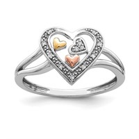 Sterling Silver Heart Shape Diamond Ring