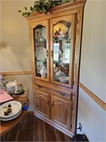 China Cabinet w/ China Set & Vintage Glassware