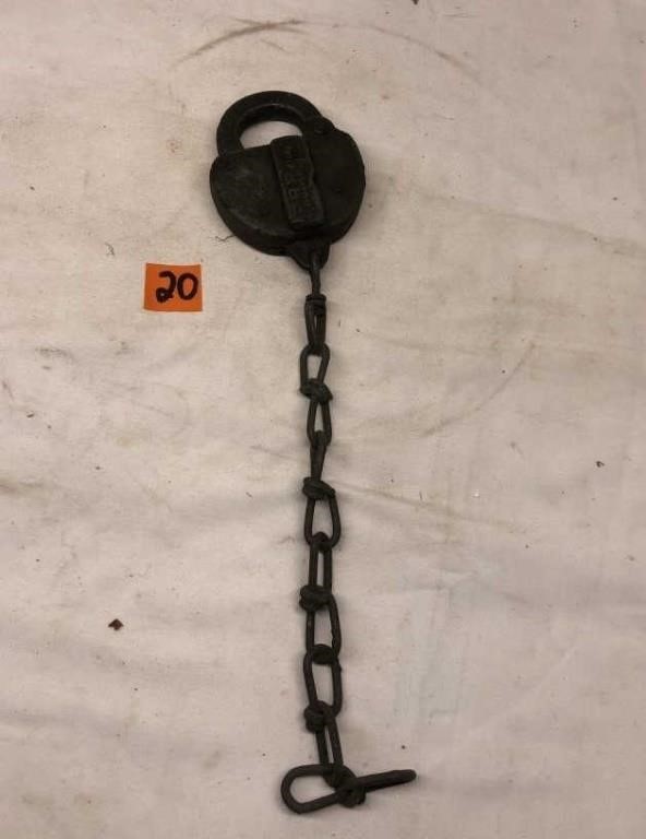 PRR Pennsylvania Railroad Lock with Chain