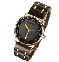 Bobo Bird Real Wooden Gold Tone Date Men's Watch