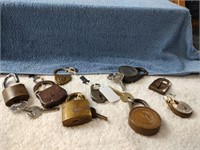 9 Vintage Locks with Keys