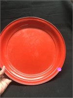 Large Black Rimmed, Red Enamel Serving Platter