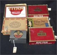 5 Cigar Boxes & 1 Army Box Tin