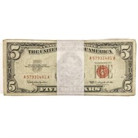 LOT OF (100) 1963 $5 LEGAL TENDER USN'S VG-VF