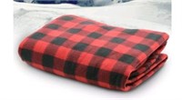 12V Heated Electric Fleece Black Red Checkered