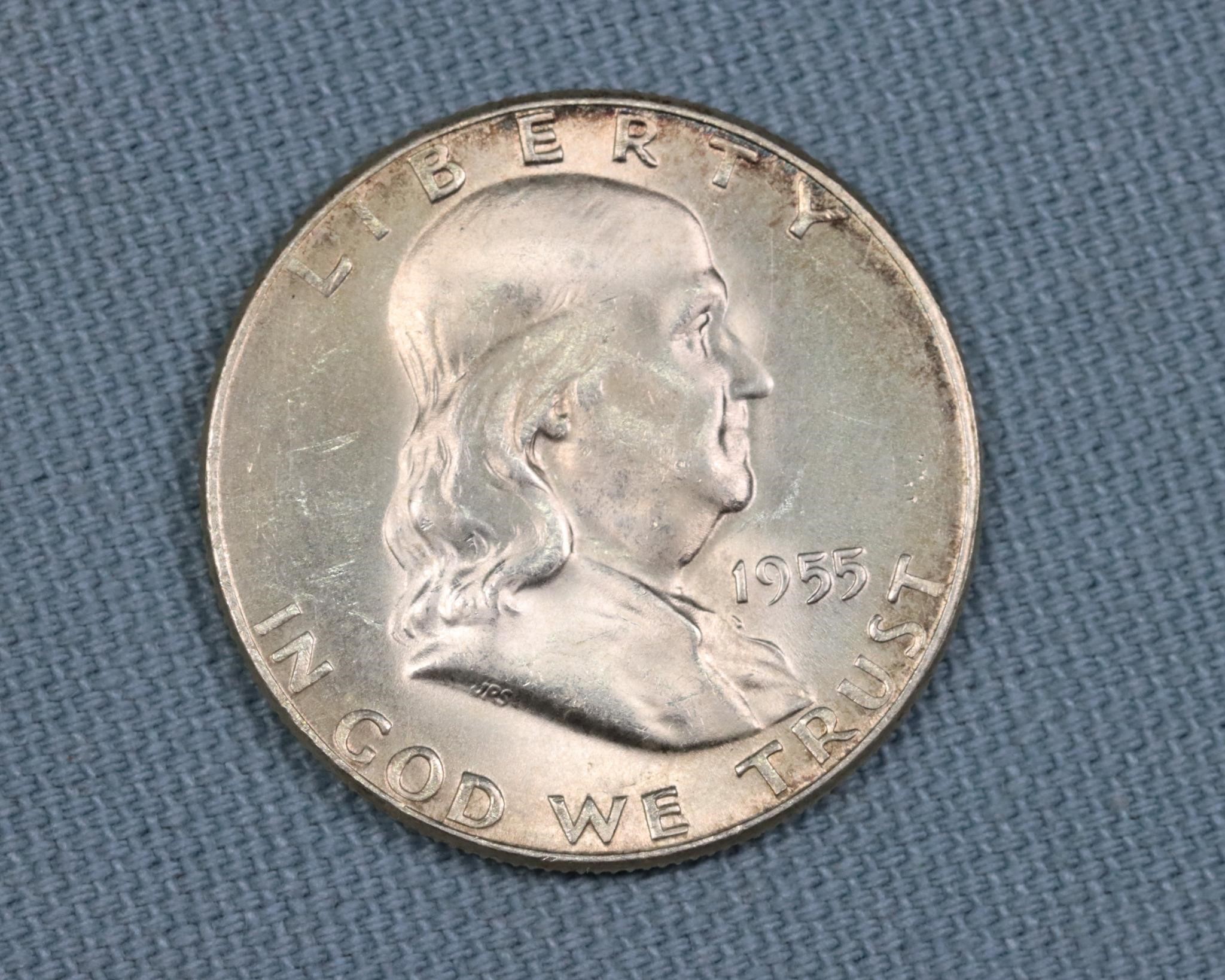 1955 Franklin Half Dollar, AU/UNC